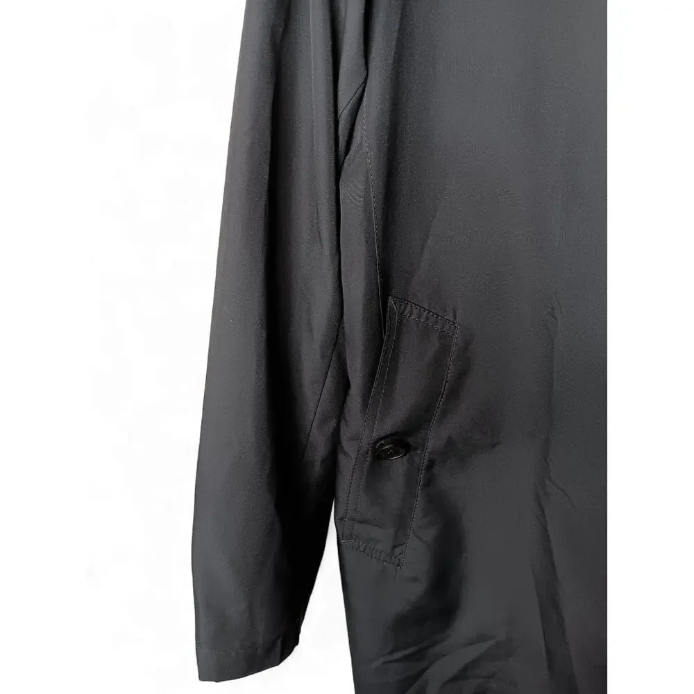 Cole Haan Men's Black Lightweight Trench Coat Size XL Water Resistant Button